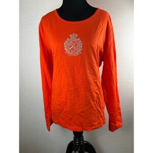 Lauren Active vibrant orange embroidered silver crest monogram women's size XL